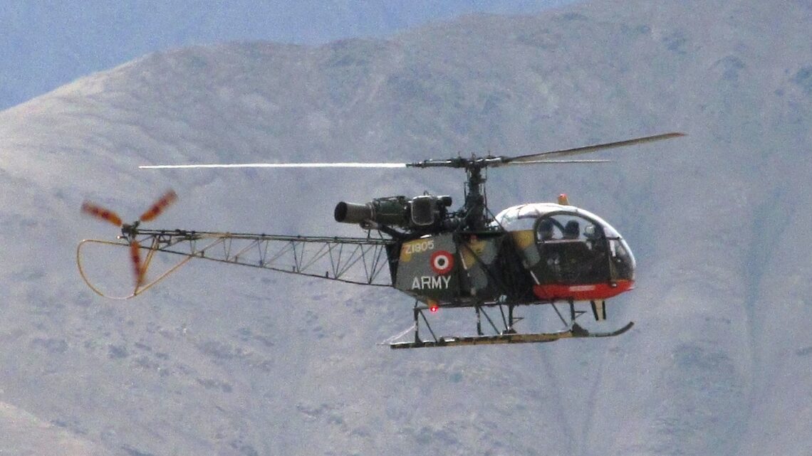 During an operational sortie, an Indian Army Cheetah helicopter crashes near Mandala Hills in Bomdila